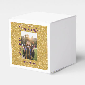 Caixinha De Lembrancinhas Gold glitter photo graduation add name class text