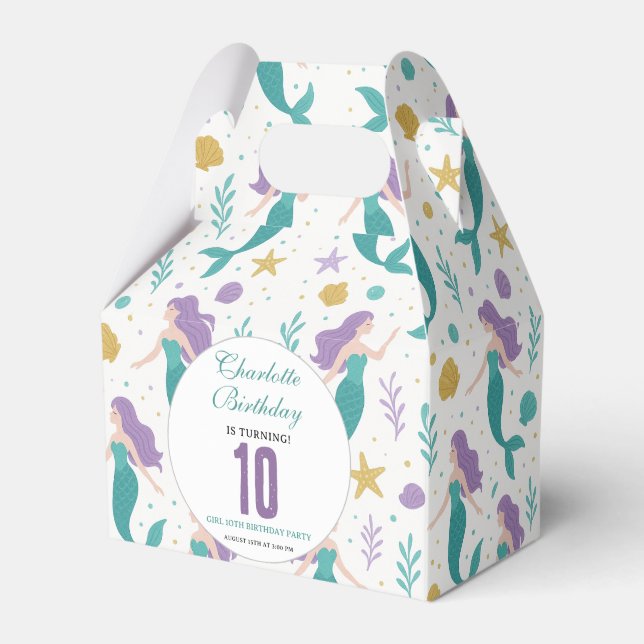Caixinha De Lembrancinhas Gold Little Mermaid 10th Birthday | Under the Sea (Frente)