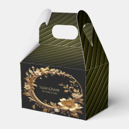 Caixinha De Lembrancinhas Golden Floral Ornate Frame Favor Box