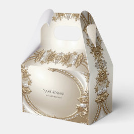 Caixinha De Lembrancinhas Golden Ornate Frame with Pearls Favor Box