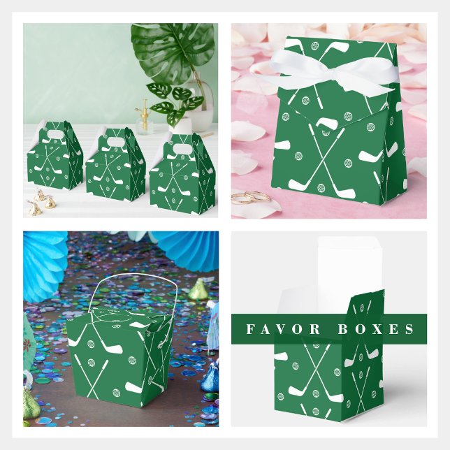 Caixinha De Lembrancinhas Golf Bat E Fundo Verde (green golf pattern favor box the perfect gift and having four different boxes. )