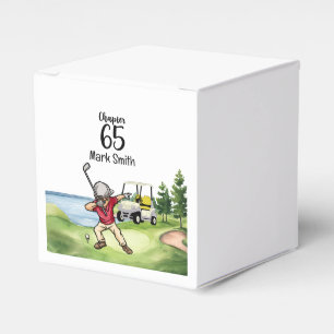 Caixinha De Lembrancinhas Golfer 65º Aniversário Borrando com carrinho de go