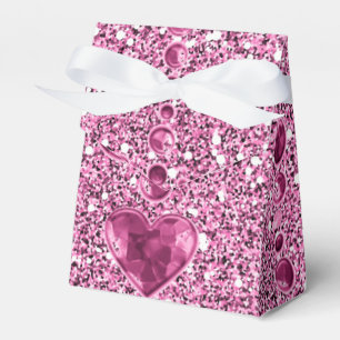 Caixinha De Lembrancinhas Gotas cor-de-rosa do brilho & do coração do fals