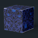 Caixinha De Lembrancinhas Gótico Preto e Azul Rosa Damasco<br><div class="desc">Padrão de damasco rústico vintage preto em uma caixa de presente de textura azul desgastada ideal para casamentos góticos ou halloween!</div>