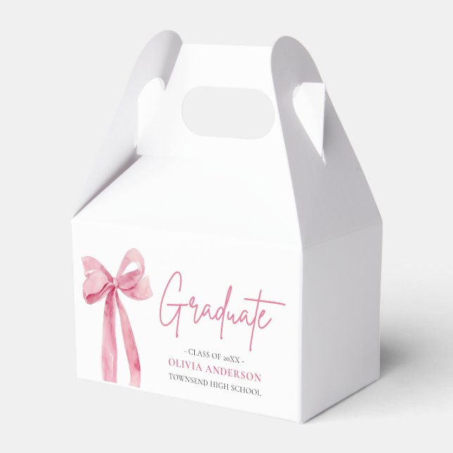 Caixinha De Lembrancinhas Graduação Coquette com Laço Rosa Moderno (Frente)