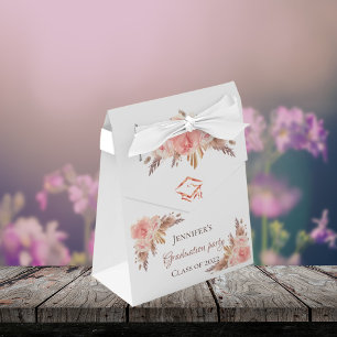 Caixinha De Lembrancinhas Graduação pampas pincel pincel rosa floral rosa