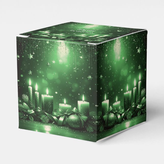 Caixinha De Lembrancinhas Green Candles Christmas Holiday Favor Box (Frente)