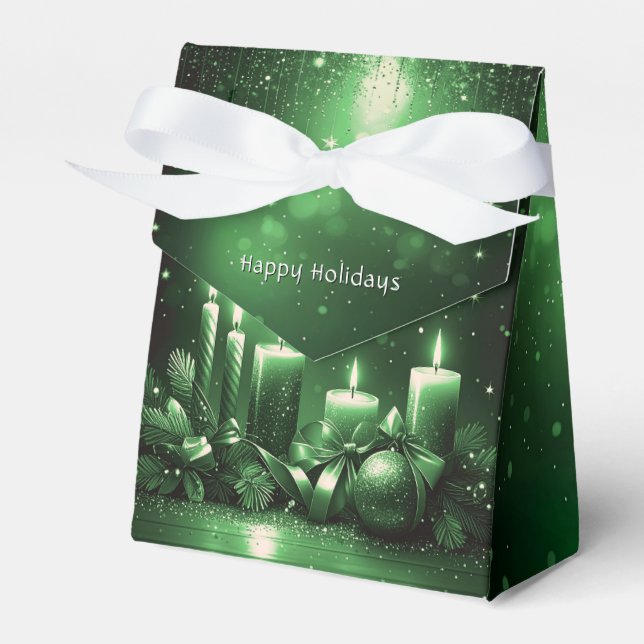 Caixinha De Lembrancinhas Green Candles Christmas Holiday Gift Box (Frente)