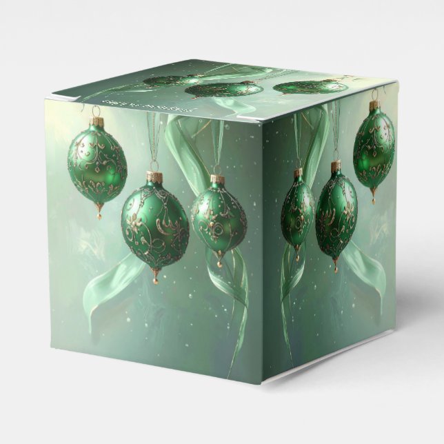Caixinha De Lembrancinhas Green Christmas Ball Holiday Favor Box (Frente)