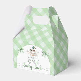 Caixinha De Lembrancinhas Green Gingham One Lucky Duck Birthday