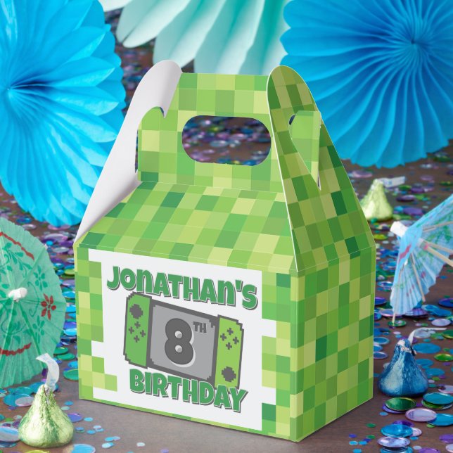 Caixinha De Lembrancinhas Green Pixel Birthday Favor Box (Festa)