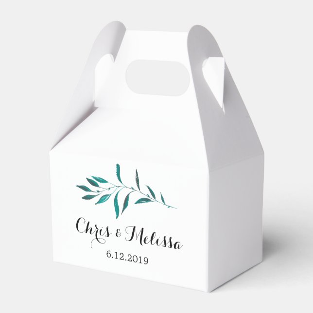 Caixinha De Lembrancinhas Greenery Favor Box - Greenery Wedding Favor (Verso)