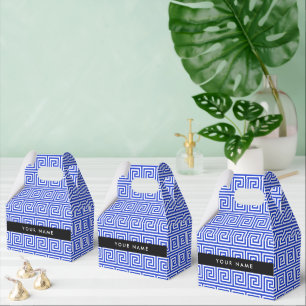 Caixinha De Lembrancinhas Grego Meander Key Blue, Seu Nome, Personalize