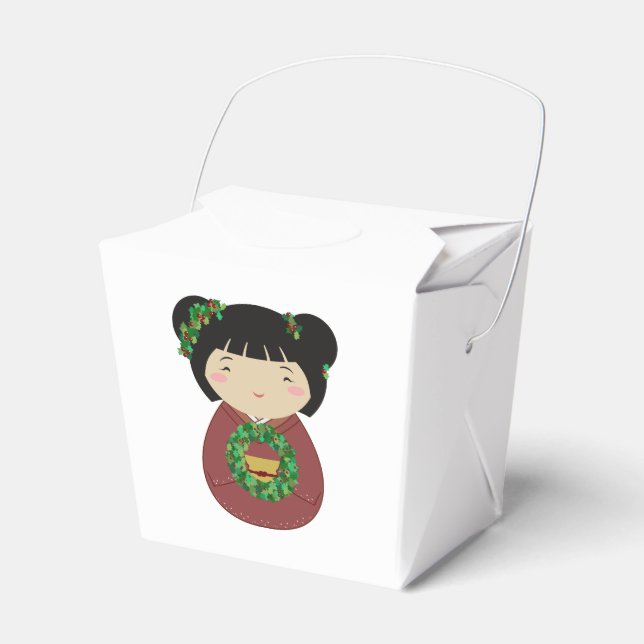 Caixinha De Lembrancinhas Grinalda do Natal de Kokeshi (Frente)