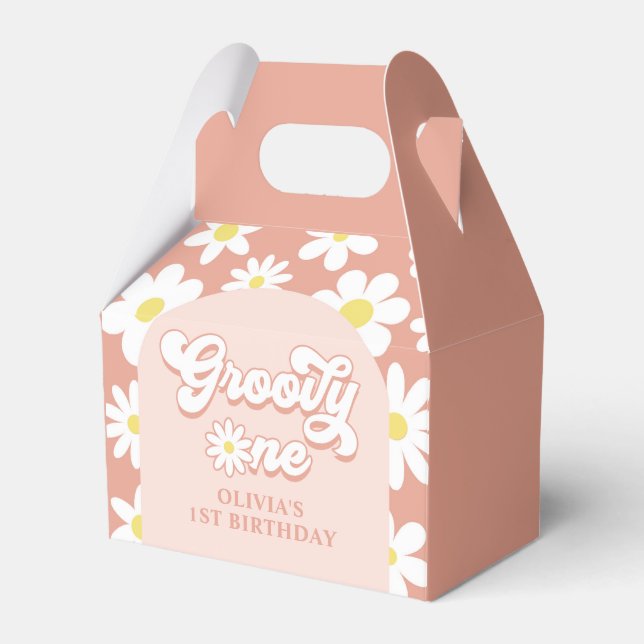 Caixinha De Lembrancinhas Groovy One Boho Retro Daisy Party - primeiro anive (Frente)