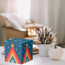 Groovy Retro Vintage Blue Tree Festa de Natal