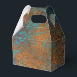 Caixinha De Lembrancinhas Grunge Copper Patina e Turquoise<br><div class="desc">Caixa de adivinhação de cor damasco de cobre e talo de vintagem com acentos de aqua.</div>