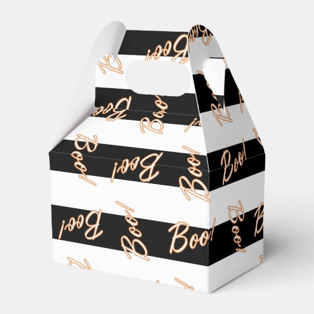 Caixinha De Lembrancinhas Halloween BOO Orange Black White Party Boxes (Frente)