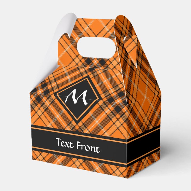 Caixinha De Lembrancinhas Halloween Orange Tartan (Frente)