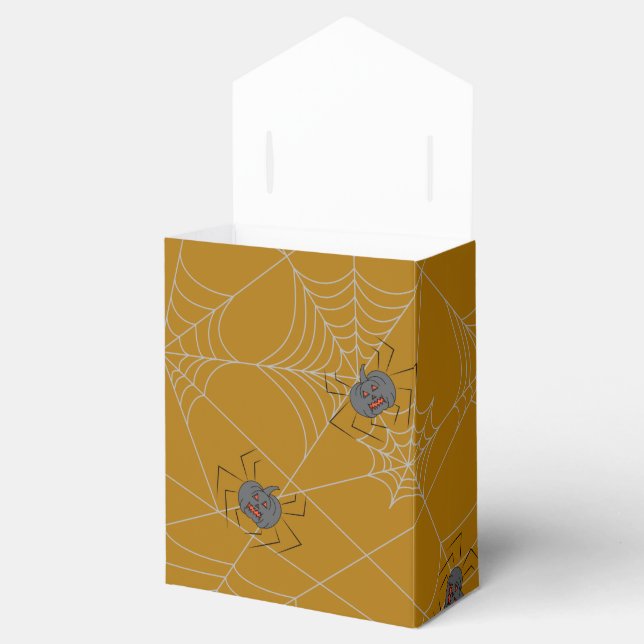 Caixinha De Lembrancinhas Halloween spiders web and pumpkins   (Aberto)