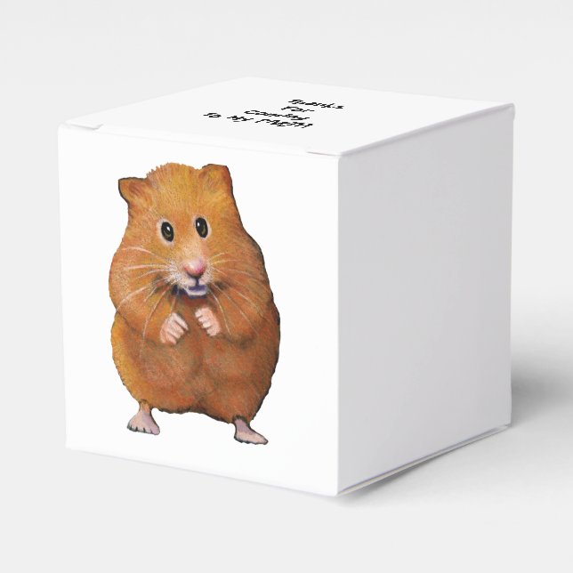 Caixinha De Lembrancinhas Hamster Bonito, Desenho Original, Obrigados Festas (Frente)