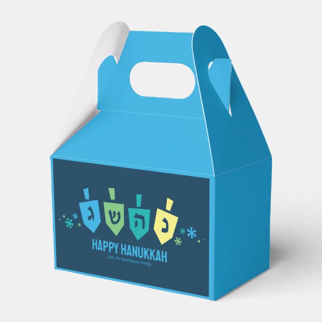 Caixinha De Lembrancinhas Hanukkah Dreidel Party Favor Boxes (Frente)