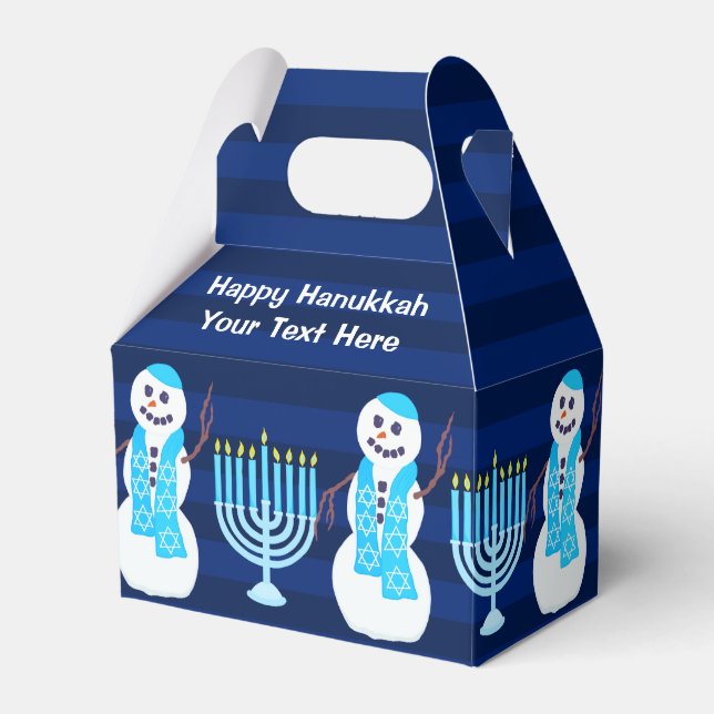 Caixinha De Lembrancinhas Hanukkah Jewish Snowman Blue Menorah Childrens (Frente)