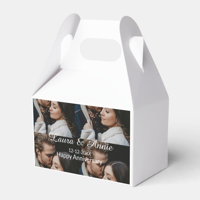 Caixinha De Lembrancinhas Happy anniversary photo collage name date simple w (Frente)