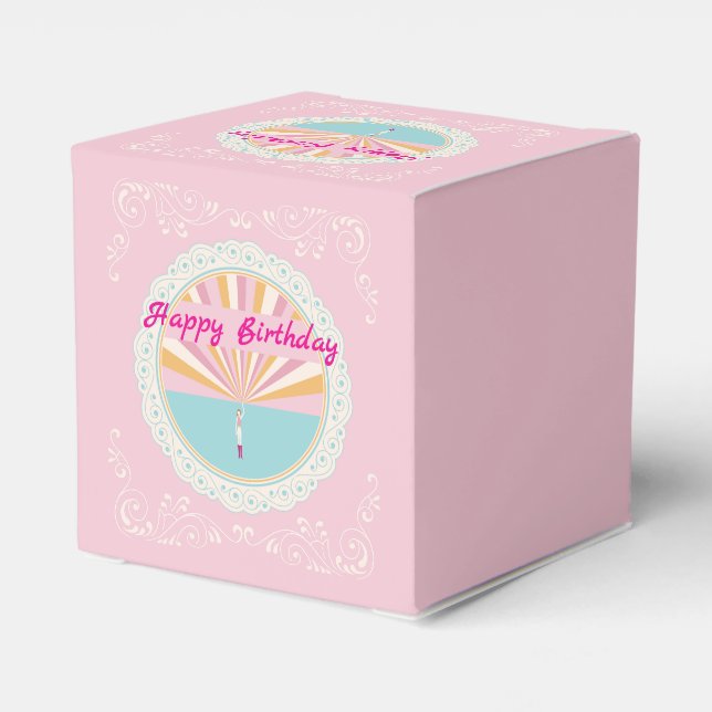 Caixinha De Lembrancinhas Happy Birthday Fun Party Box, Pink Rainbow (Verso)