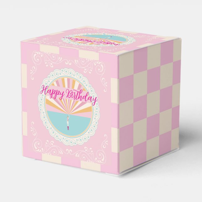 Caixinha De Lembrancinhas Happy Birthday Fun Party Box, Pink Rainbow (Verso)