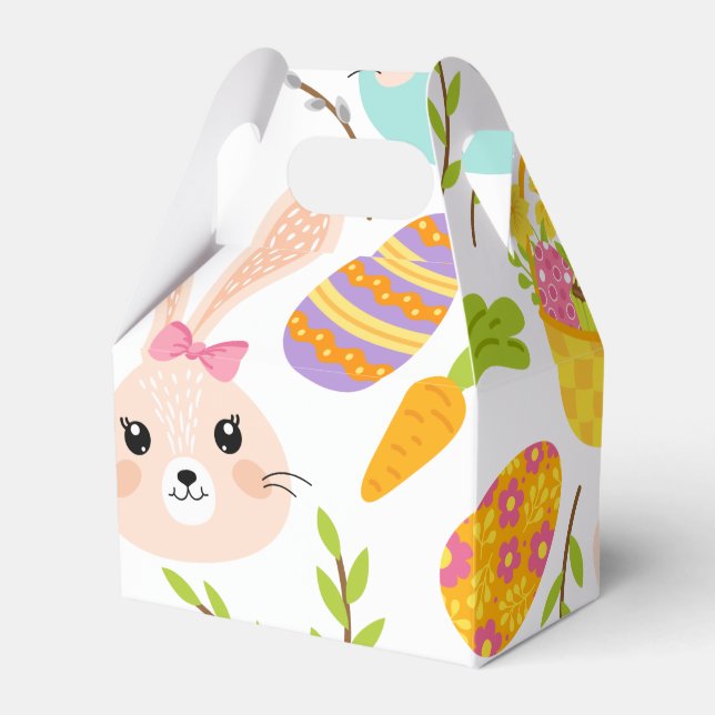Caixinha De Lembrancinhas Happy Easter Bunny Eggs, Spring Pattern Gift (Frente)