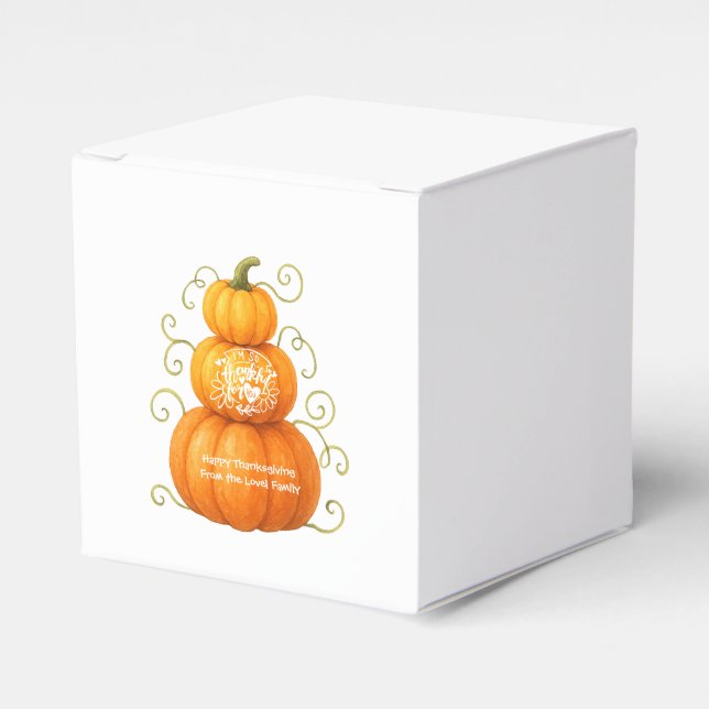 Caixinha De Lembrancinhas Happy Thanksgiving Thankful Pumpkins (Frente)