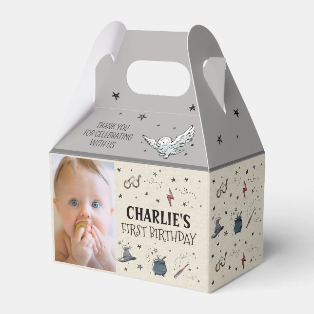 Caixinha De Lembrancinhas Harry Potter Primeiro Aniversário Obrigado (Frente)