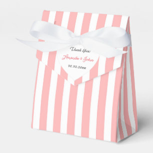 Caixinha De Lembrancinhas Heart Peach White Stripes Favor de Casamento Obrig
