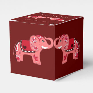 Caixinha De Lembrancinhas Henna Elephant (Vermelho/Rosa)