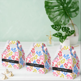 Caixinha De Lembrancinhas Hibisco Colorido, Padrão de Flores, Seu Nome