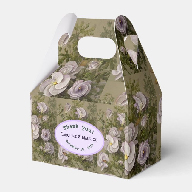 Caixinha De Lembrancinhas Hibisco Lilás Roxo Personalizado Cobertura Casamen (Frente)