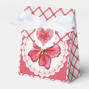 Caixinha De Lembrancinhas Hibiscus e rendas RED
