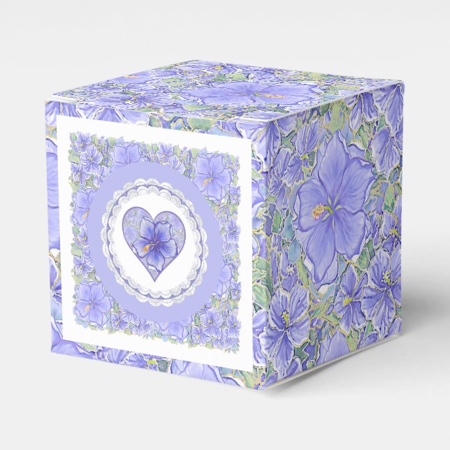 Caixinha De Lembrancinhas Hibiscus & lace BLUE (Frente)