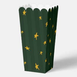 Caixinha De Lembrancinhas Holiday Green Yellow Star Stripe Christmas