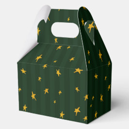 Caixinha De Lembrancinhas Holiday Green Yellow Star Stripe Christmas