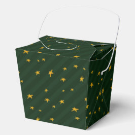 Caixinha De Lembrancinhas Holiday Green Yellow Star Stripe Christmas