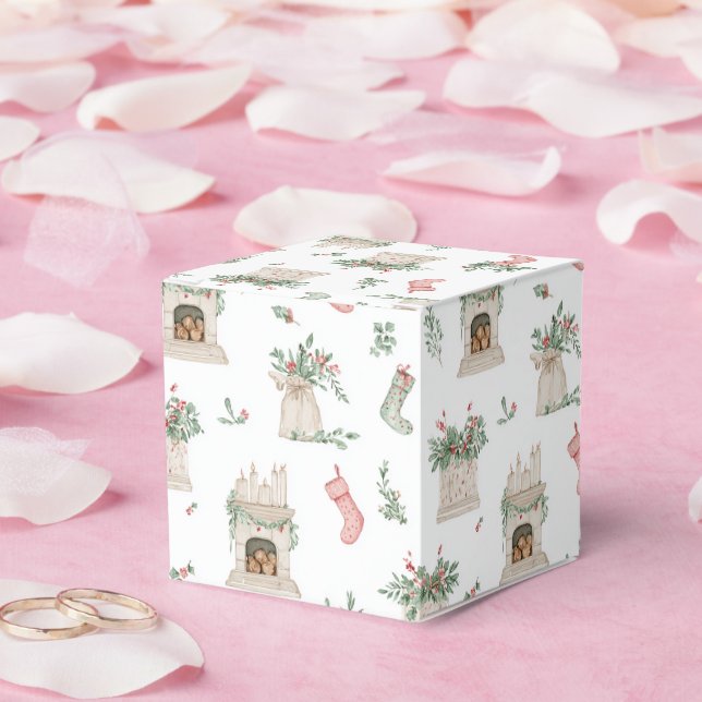 Caixinha De Lembrancinhas Holly Christmas Pattern (Casamento)