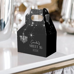 Caixinha De Lembrancinhas Hollywood B & W Chandeliers Sweet 16 ID1108