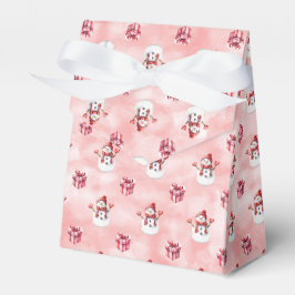 Caixinha De Lembrancinhas Homem de Neve Rosa de Inverno