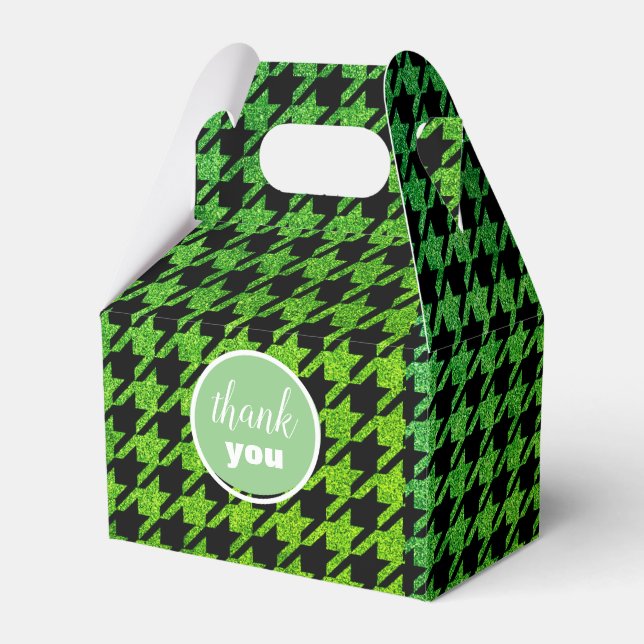 Caixinha De Lembrancinhas houndstooth brilhante verde (Frente)