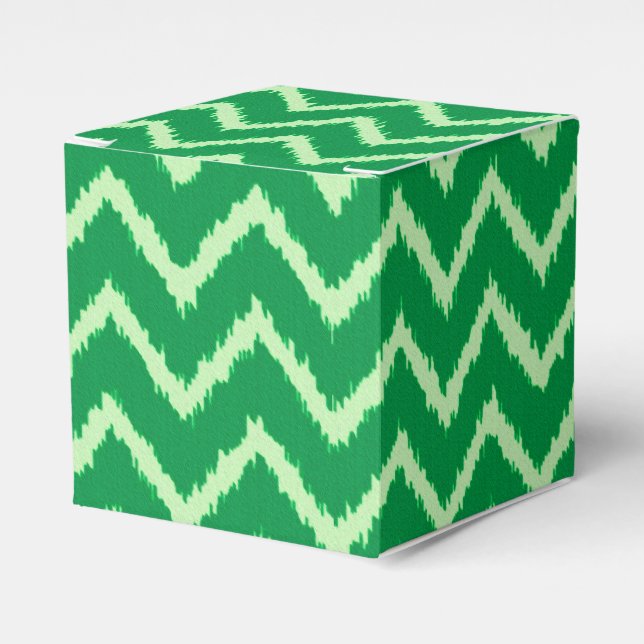 Caixinha De Lembrancinhas Ikat Chevrons - Pinho e verde claro (Frente)