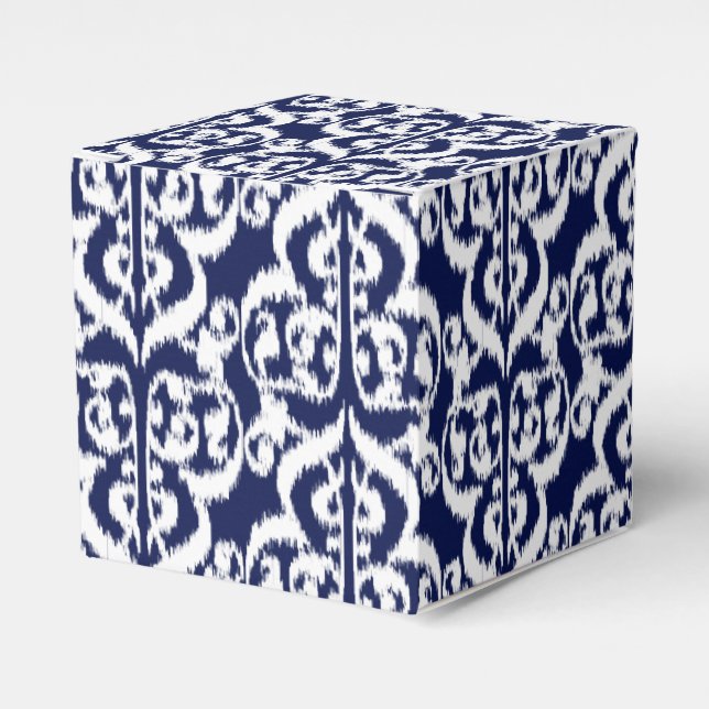 Caixinha De Lembrancinhas Ikat Damasco Mourisco - índigo e branco (Frente)