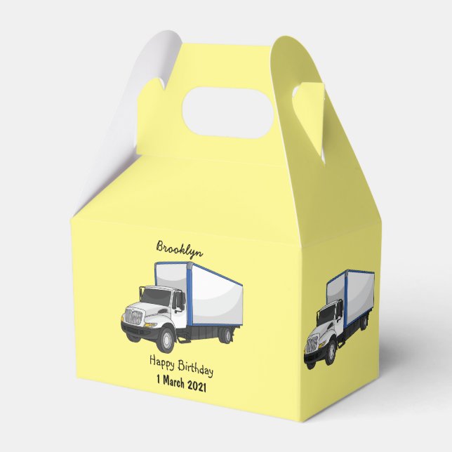 Caixinha De Lembrancinhas Ilustração de desenho animado de caminhão (Frente)