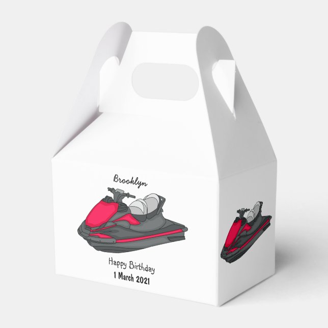 Caixinha De Lembrancinhas Ilustração de desenho animado de esqui jet (Frente)